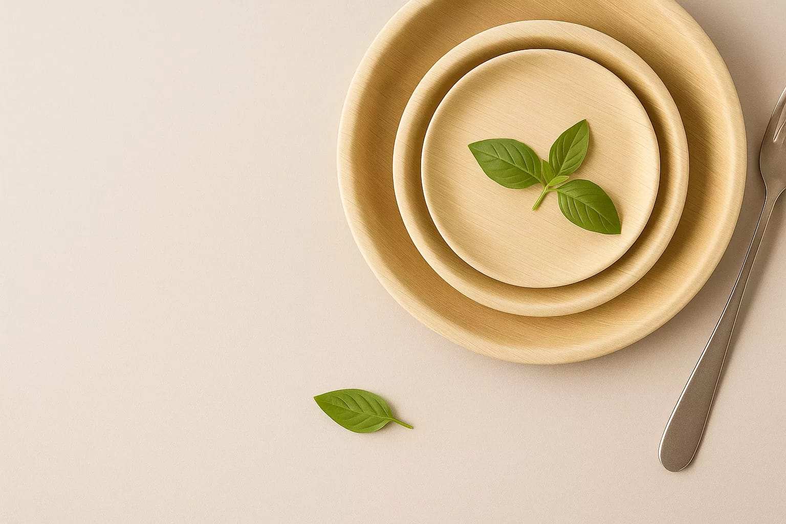 Eco-friendly areca leaf tableware hero background
