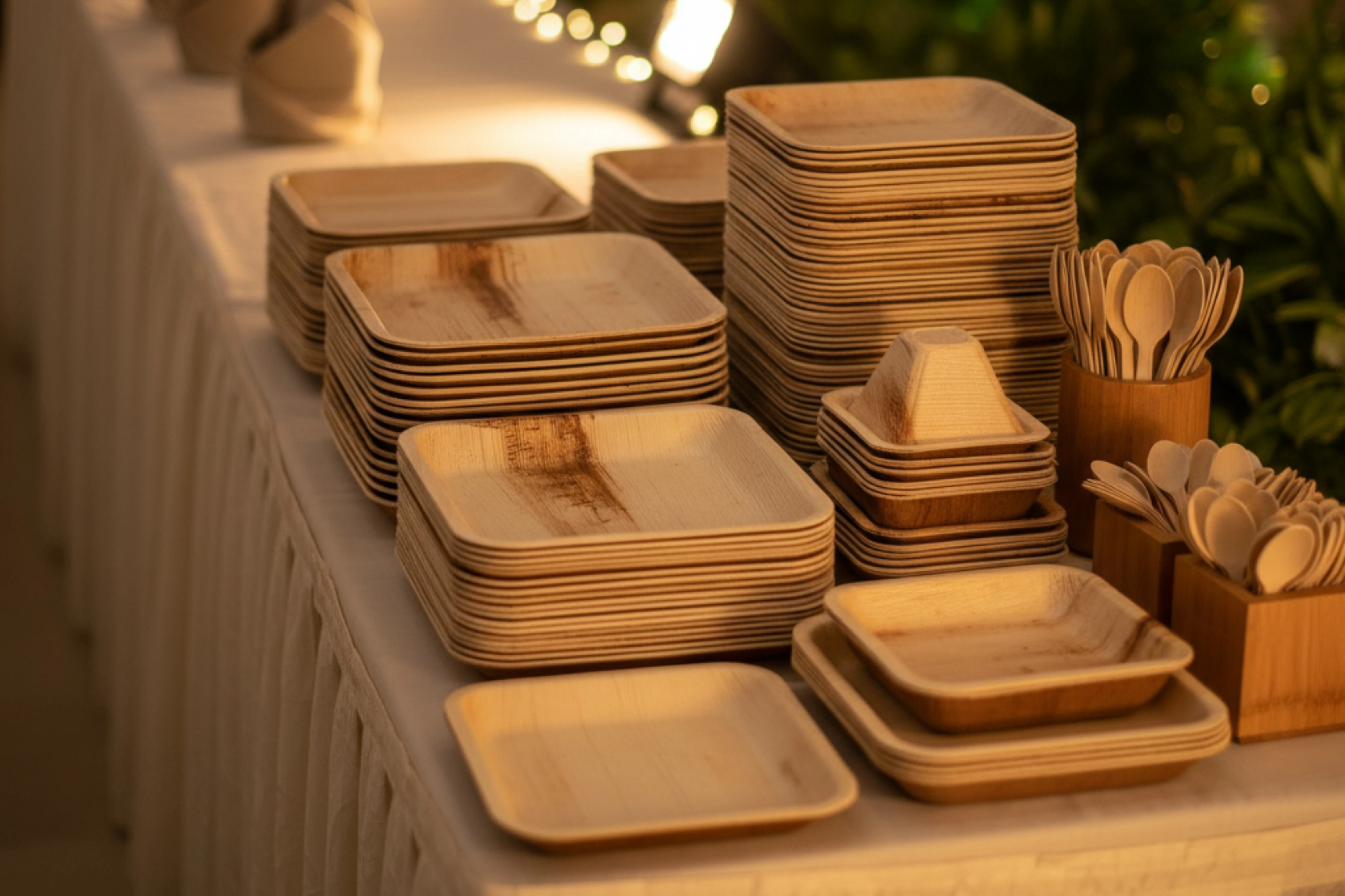 Eco-conscious customers appreciating sustainable plates