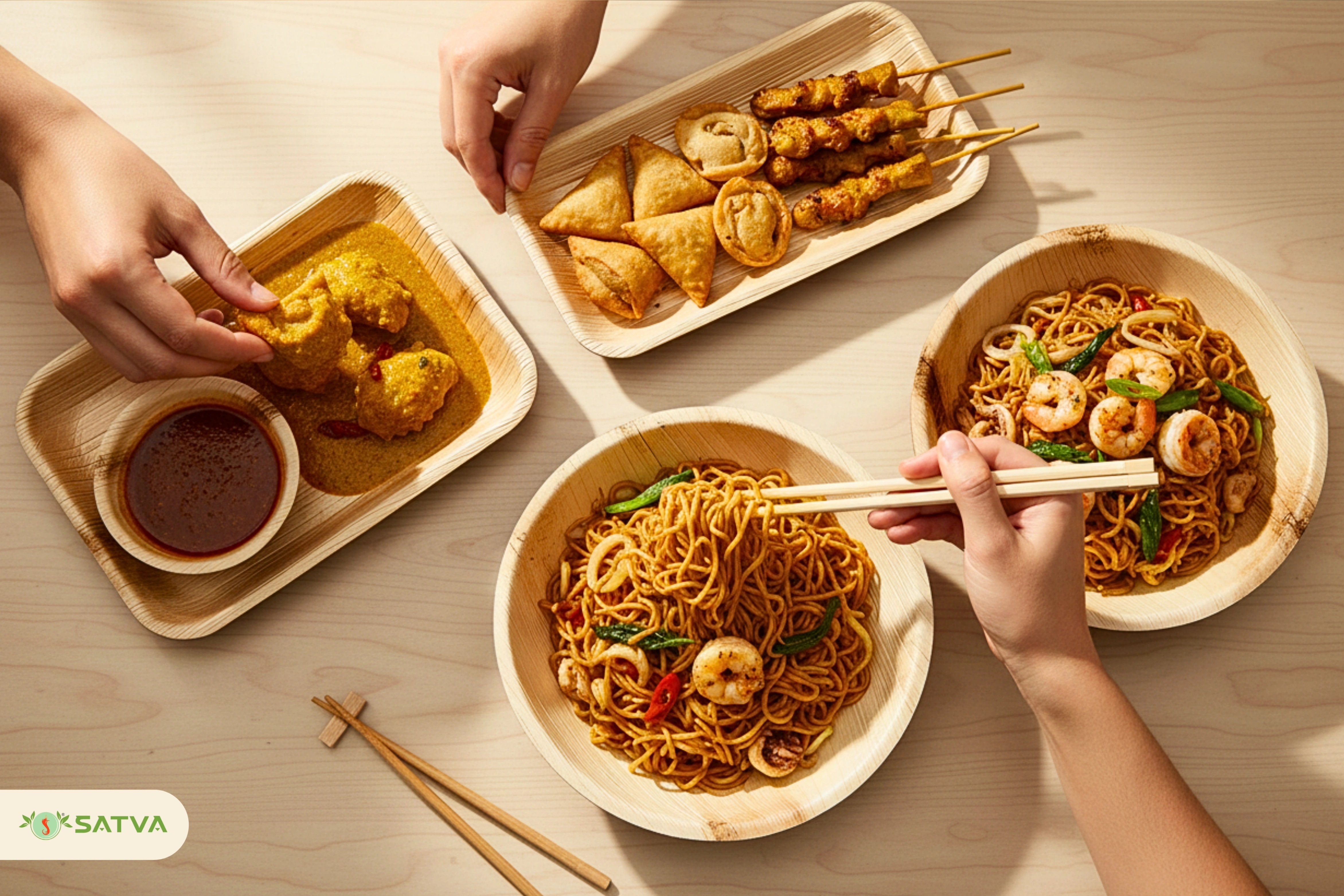 Durable natural tableware for everyday home dining